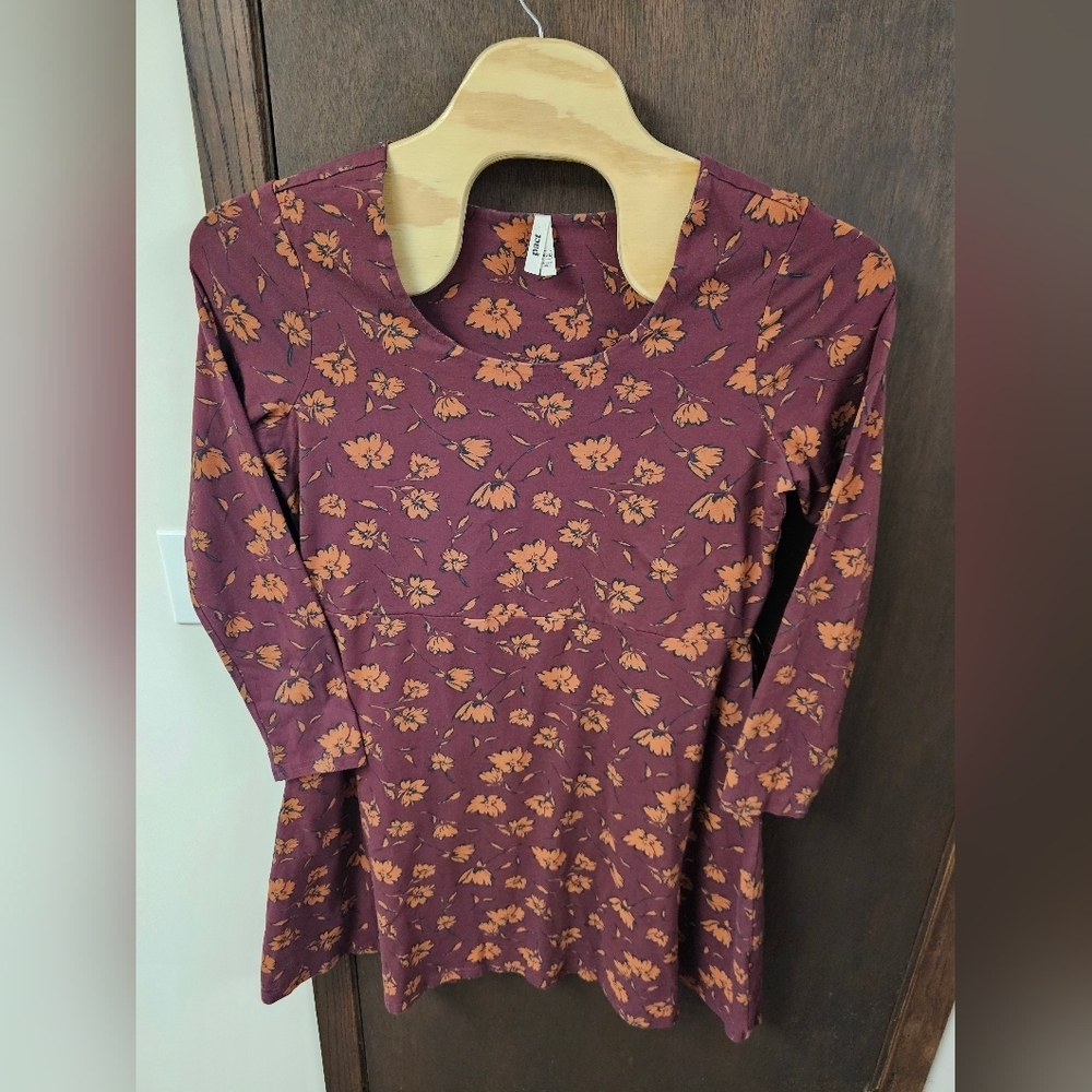 Pact Floral Dress Organic Cotton Stretch Burgundy Orange XXL Comfort Breathable - Picture 2 of 9